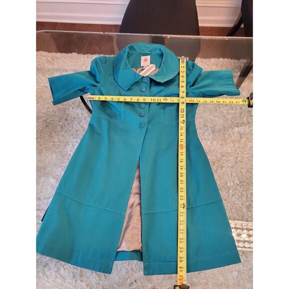 Tulle Womens Blue 100% Cotton Single Breasted Six Button Blazer Coat Size XS - Picture 8 of 16